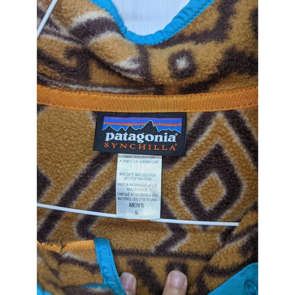 Patagonia Men's Synchilla Brown Aztec Fleece Snap T Pullover Size S - Picture 3 of 6
